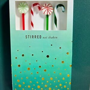 Anthropologie NWT Stirred Not Shaken Holiday Candy Cane Set
